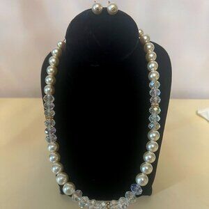 Two Sets Of Matching Necklace/Earrings-One White-One Gray